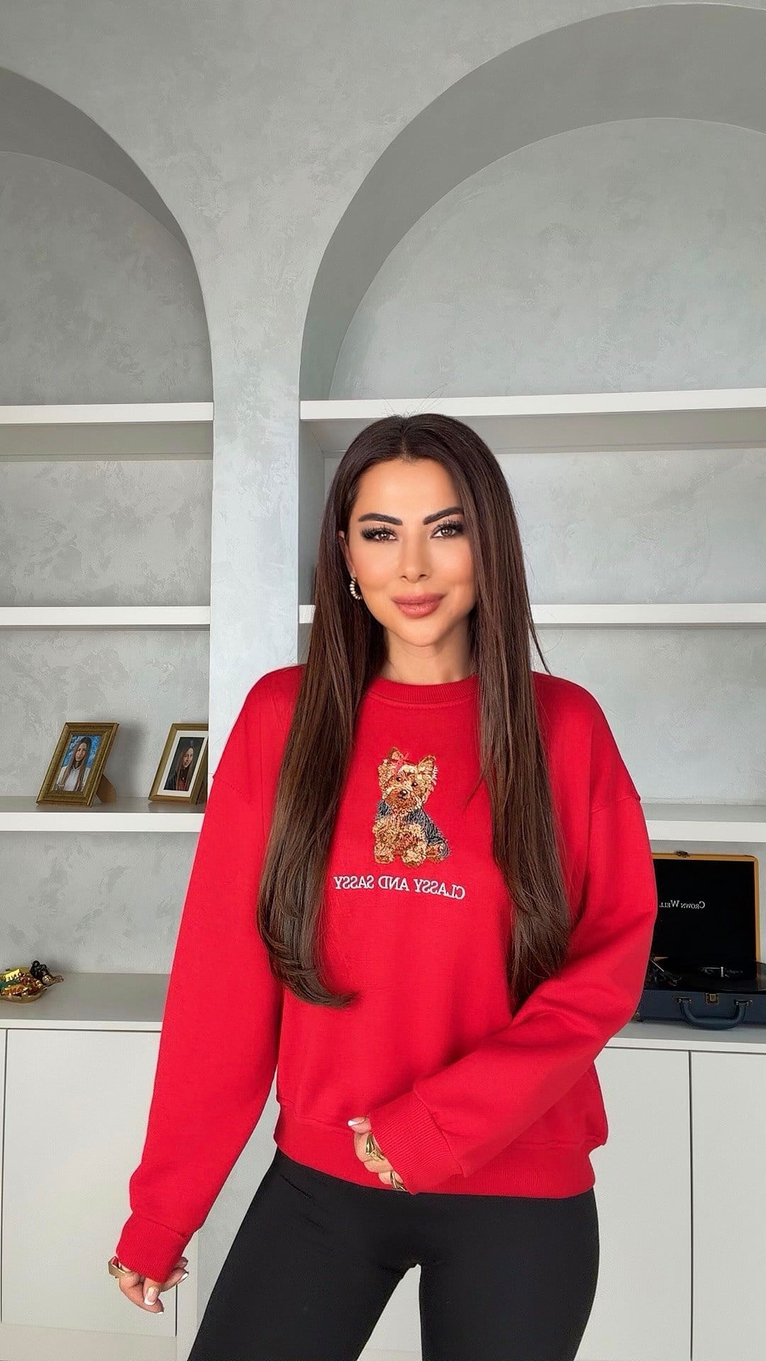 Ralle Köpek İşlemeli Kadın Kırmızı Sweat