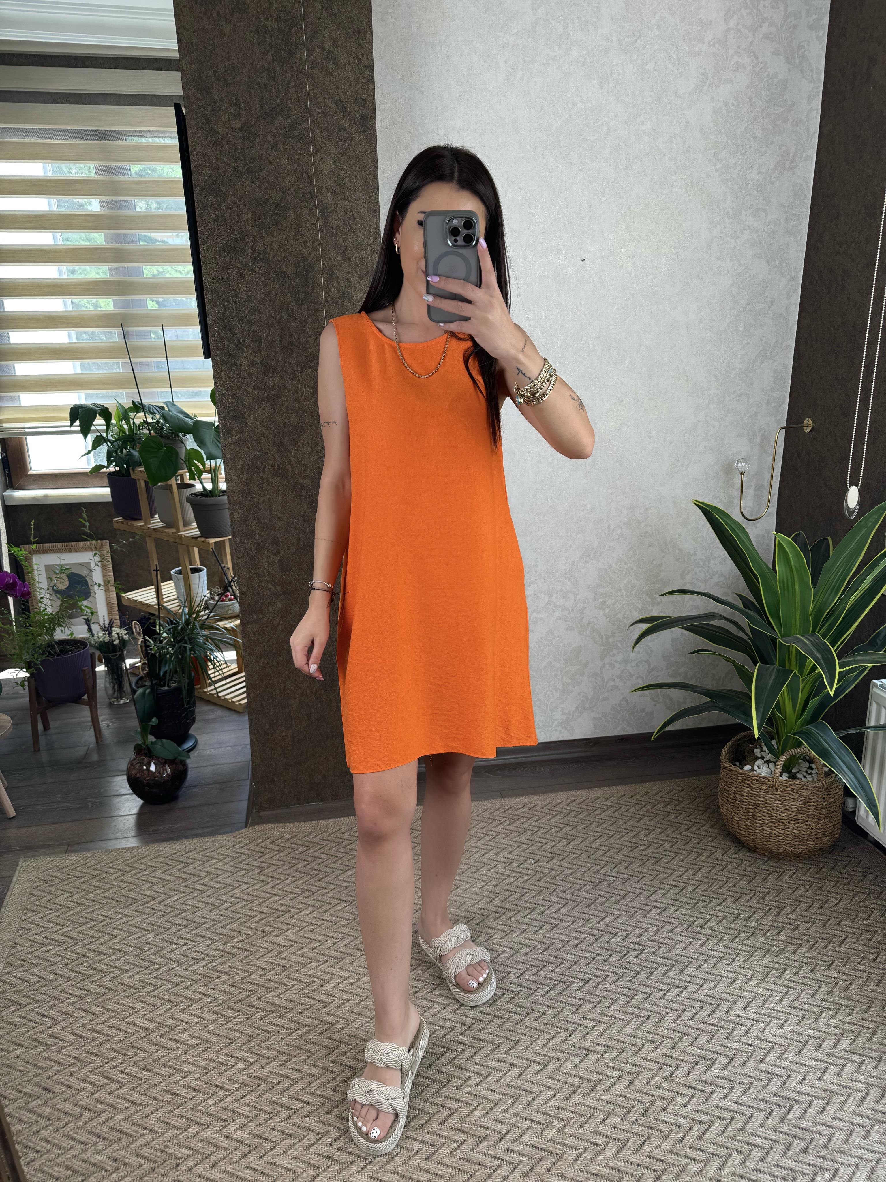 Step Kadın Sıfır Yaka Turuncu Elbise
