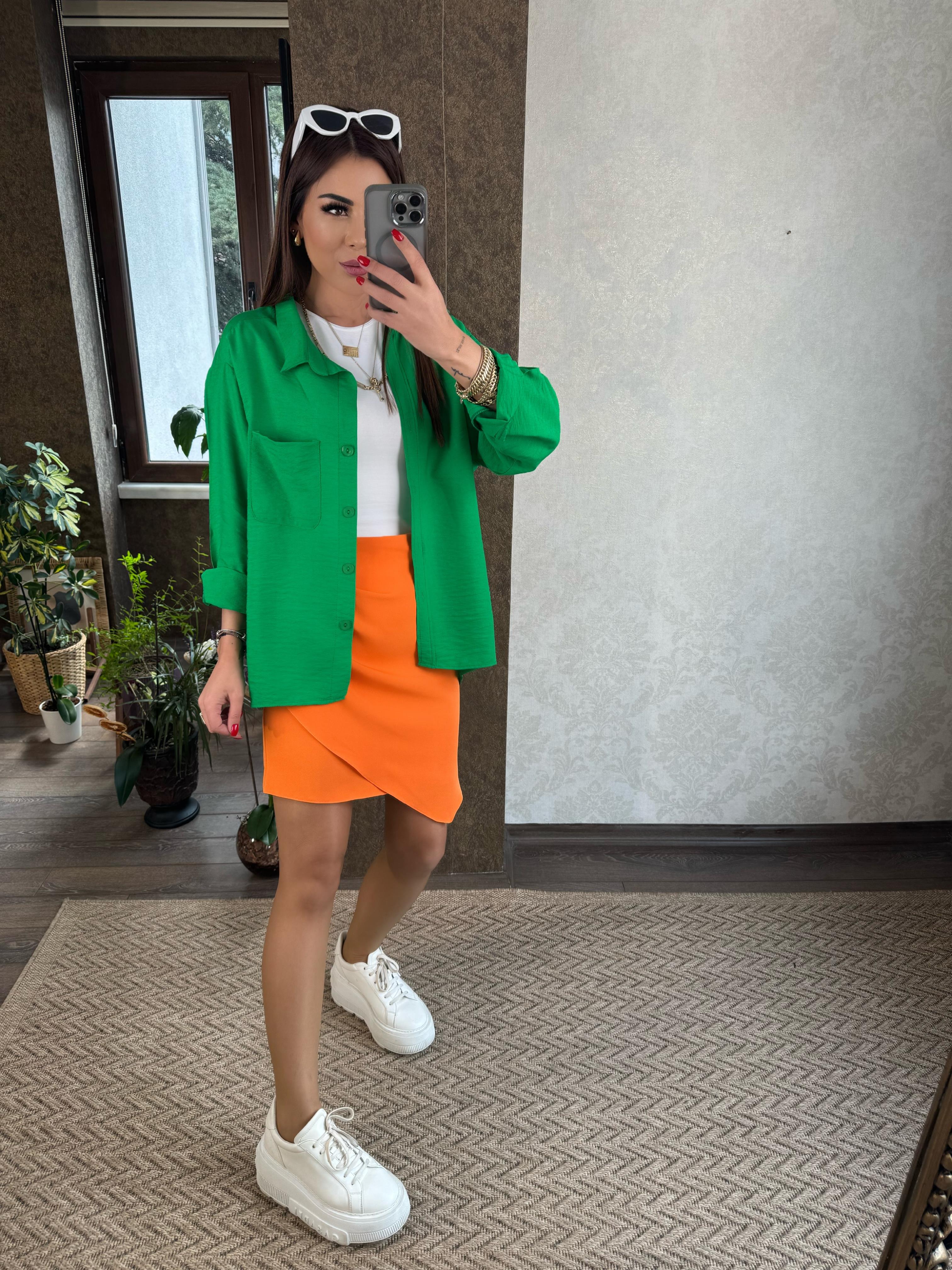 Teray Kadın Oversize Yeşil Gömlek