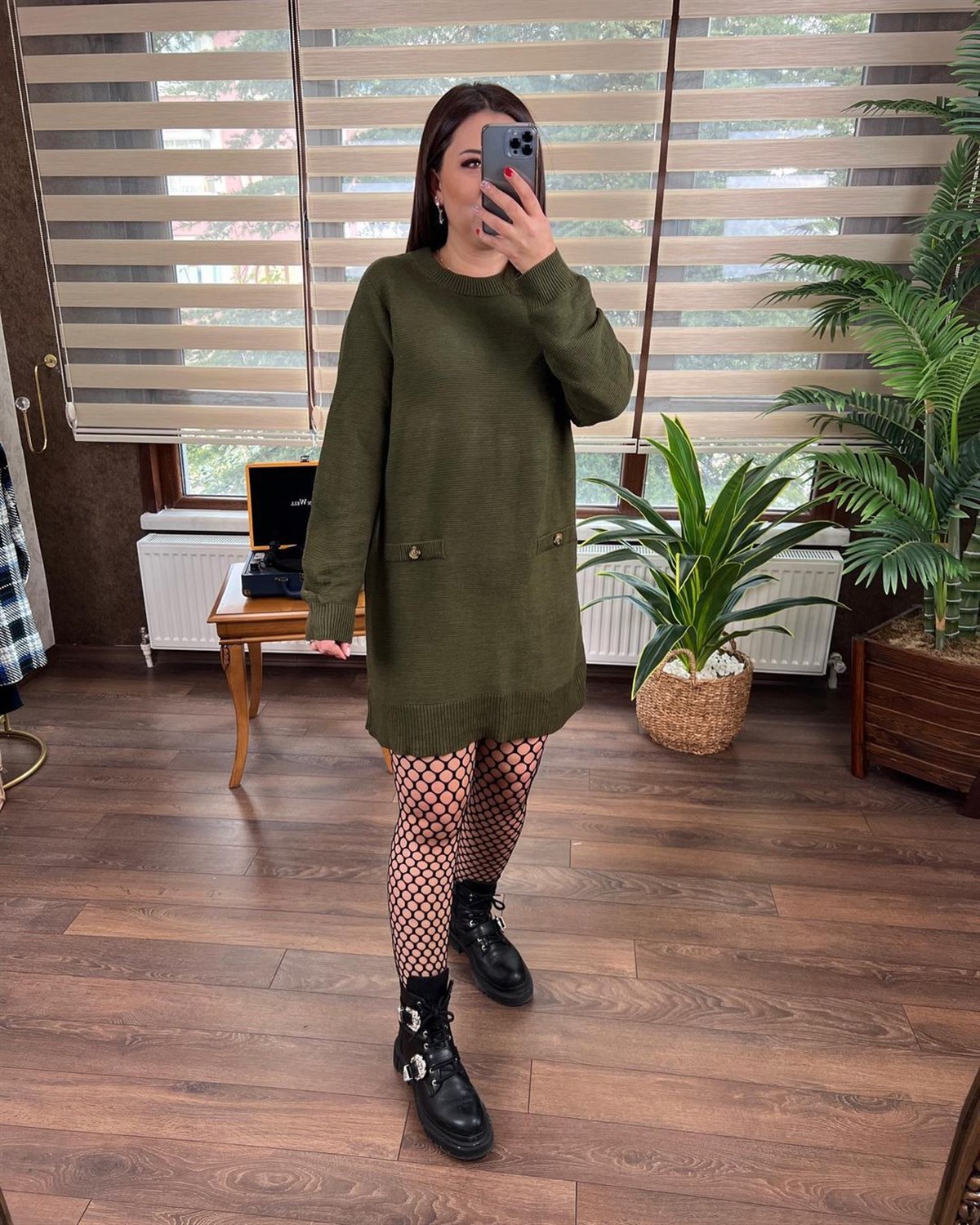 Yeşil Triko Tunik Elbise