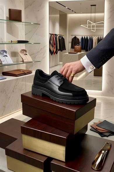 Arsen Siyah Erkek Deri Ayakkabı