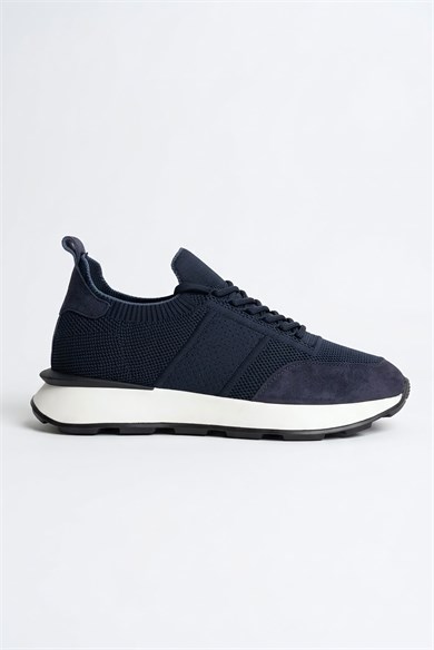 Delta Lacivert Mavi Triko & Hakiki Deri Sneaker