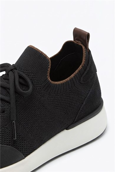 Delta Siyah-Kahve Triko & Hakiki Deri Sneaker