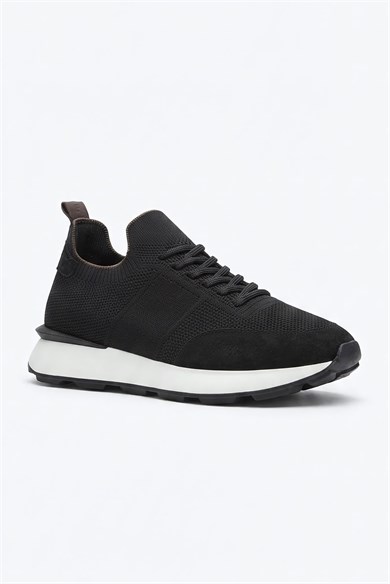 Delta Siyah-Kahve Triko & Hakiki Deri Sneaker