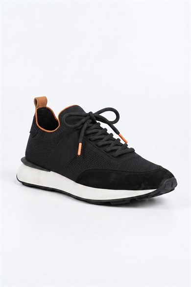 Delta Siyah-Turuncu Triko & Hakiki Deri Sneaker
