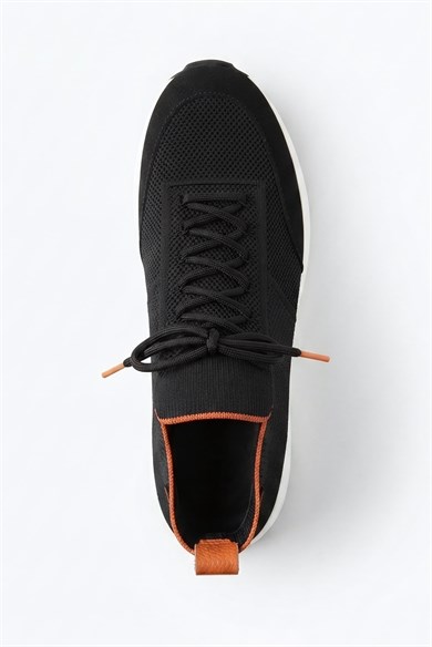 Delta Siyah-Turuncu Triko & Hakiki Deri Sneaker