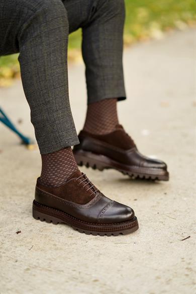 Derick Kahverengi Deri-Süet Erkek Deri Ayakkabı