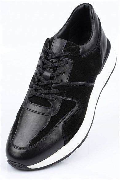 Drift Hakiki Antik ve Süet Deri Siyah Erkek Sneaker