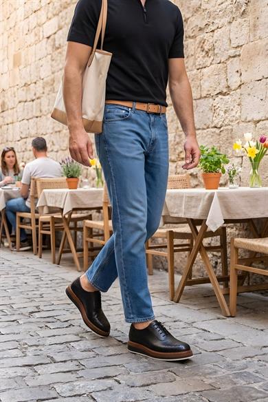 Enzo Siyah Erkek Deri Ayakkabı