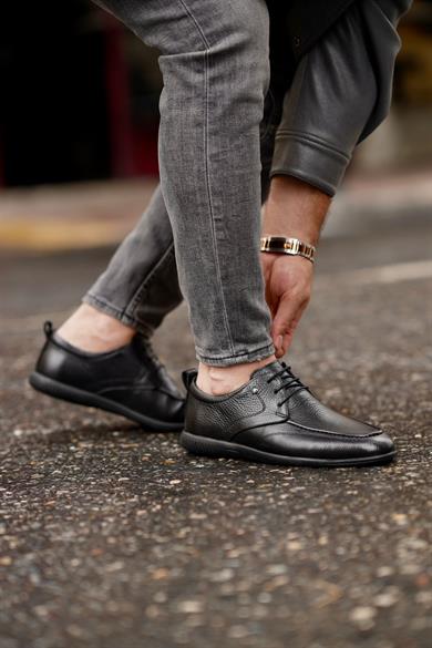 Flex Ful Siyah Erkek Deri Ayakkabı