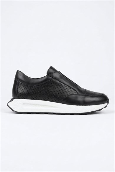Hunter Hakiki Deri Siyah Erkek Sneaker