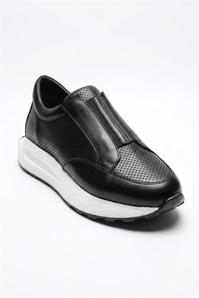 Hunter Hakiki Deri Siyah Erkek Sneaker