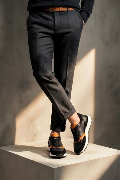 Leon Siyah-Turuncu Erkek Deri Ayakkabı