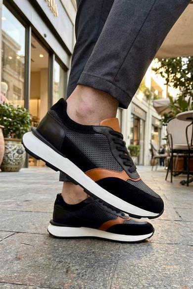 Leon Siyah-Turuncu Erkek Deri Ayakkabı