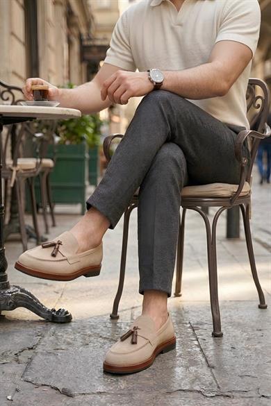 Lopes Bej Süet Erkek Deri Ayakkabı