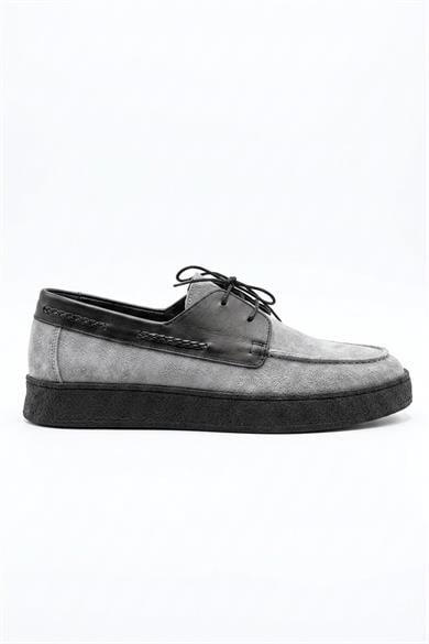 Luis Gri-Siyah Süet Erkek Deri Ayakkabı
