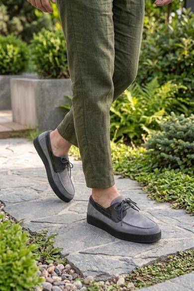 Luis Gri-Siyah Süet Erkek Deri Ayakkabı