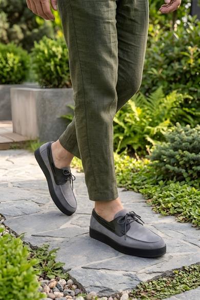 Luis Gri-Siyah Süet Erkek Deri Ayakkabı