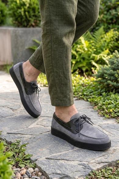Luis Gri-Siyah Süet Erkek Deri Ayakkabı