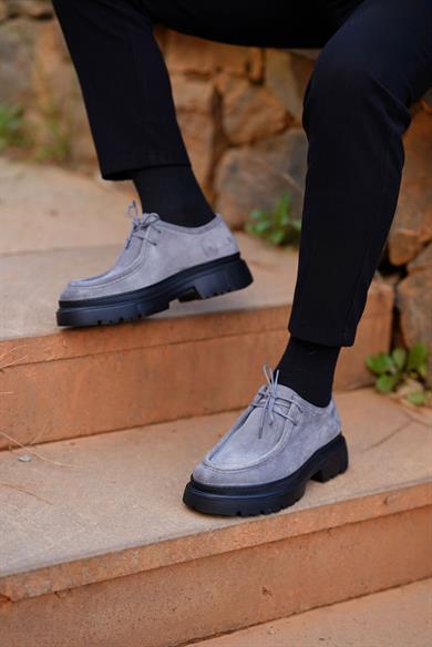 Mateo Gri Süet Erkek Deri Ayakkabı