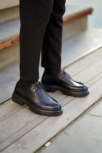 Mateo Siyah Erkek Deri Ayakkabı