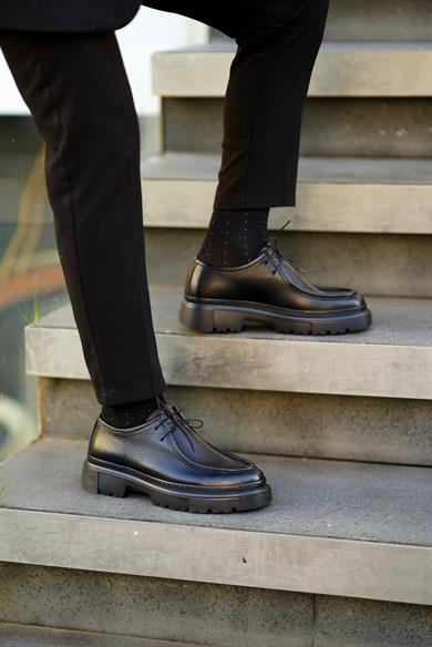 Mateo Siyah Erkek Deri Ayakkabı