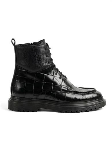 Oslo Siyah Kroko Erkek Deri Ayakkabı