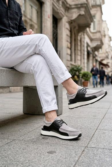 Silva Gri-Siyah Erkek Deri Ayakkabı