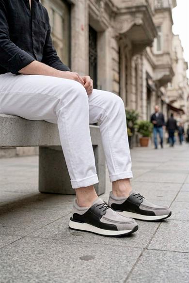 Silva Gri-Siyah Erkek Deri Ayakkabı