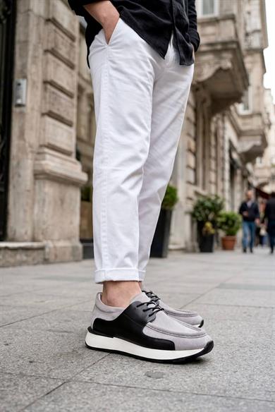 Silva Gri-Siyah Erkek Deri Ayakkabı