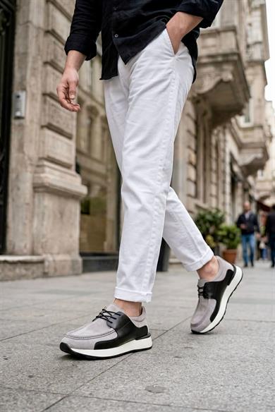 Silva Gri-Siyah Erkek Deri Ayakkabı