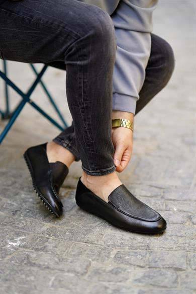 Timo Black Floater Men Leather Shoes