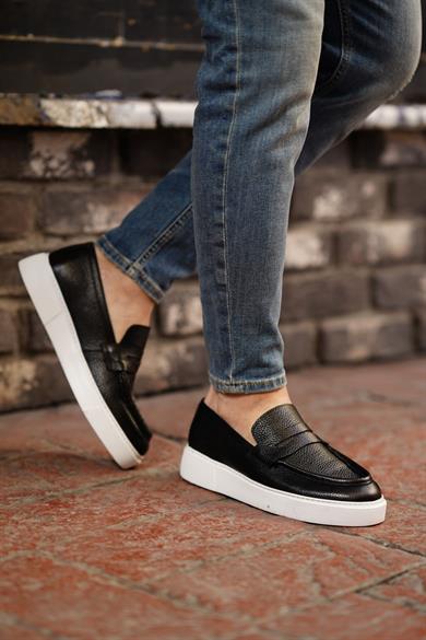 Victor Siyah Floater Erkek Deri Ayakkabı