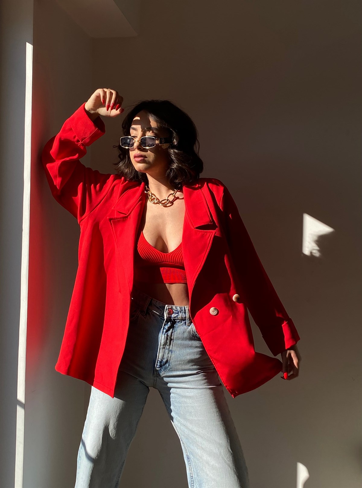Zara Model Blazer Ceket-Kırmızı - Valeria Vilson