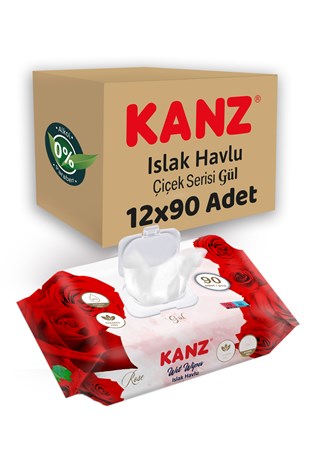 Kanz ıslak Mendil Havlu Gül 12x90 Adet 1080 Yaprak