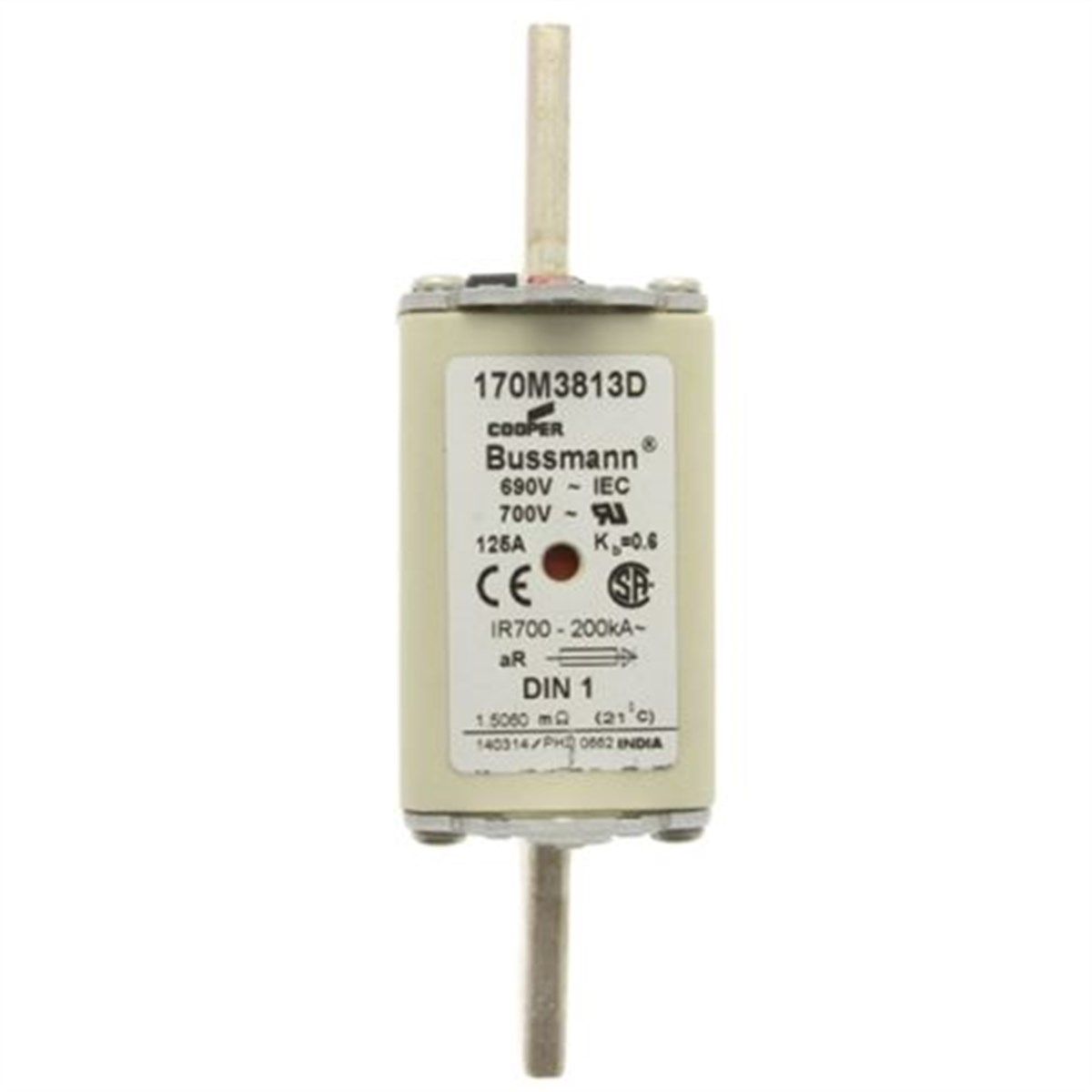 Bussmann 170M3813D 125A NH1 Hızlı Bıçaklı Sigorta
