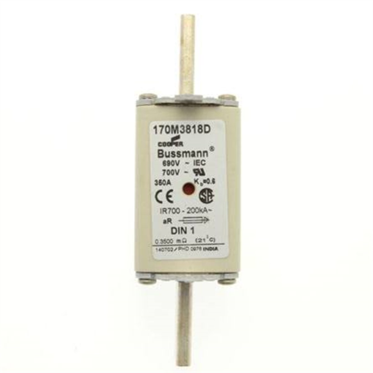 Bussmann 170M3818D 350A NH1 Hızlı Bıçaklı Sigorta 170M-3818D 170M 3818D