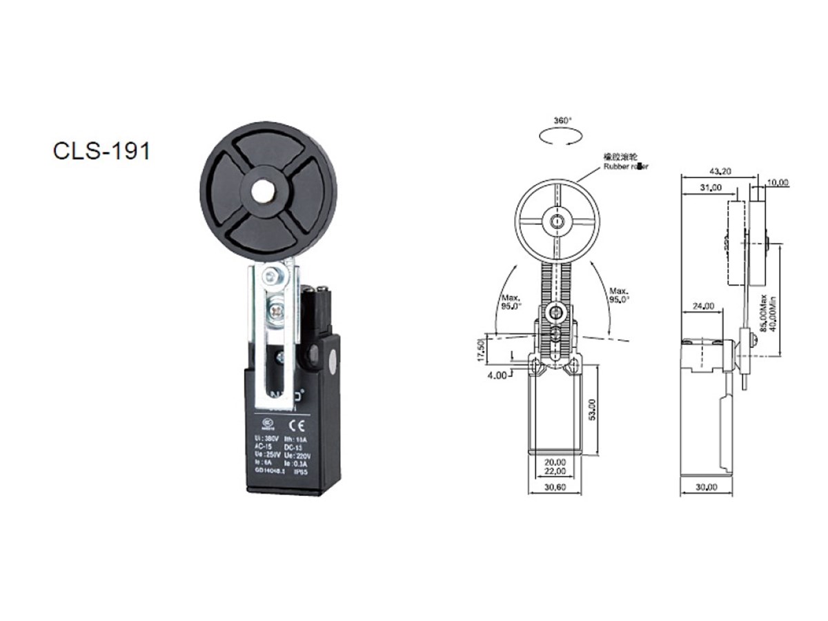 CNTD CLS-191 Açısal Ayarlı Kol. 50MM Kauçuk  Mak. Limit Switch