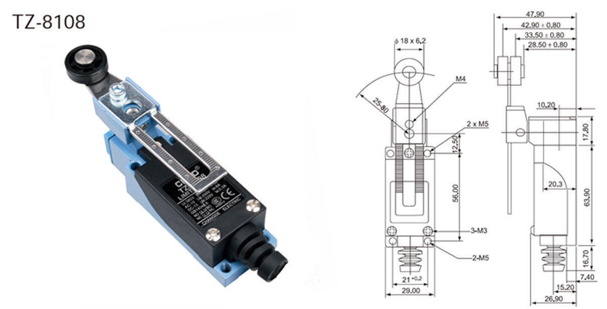 CNTD TZ-8108 Açısal Kol Ayarlı Makaralı Limit Switch