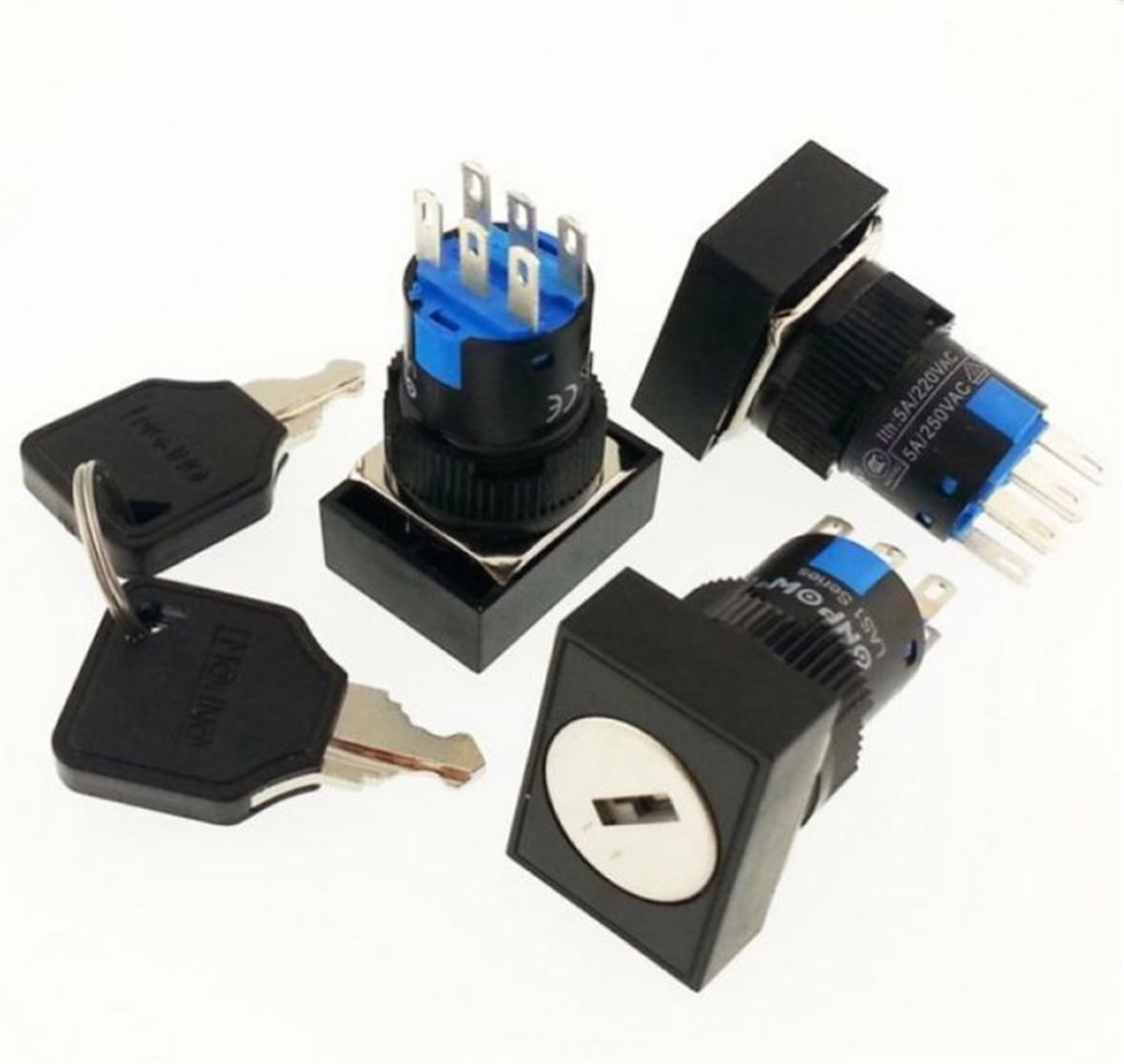 Dikdörtgen 16MM Anahtarlı Kalıcı Buton LAS1-AJ-22Y
