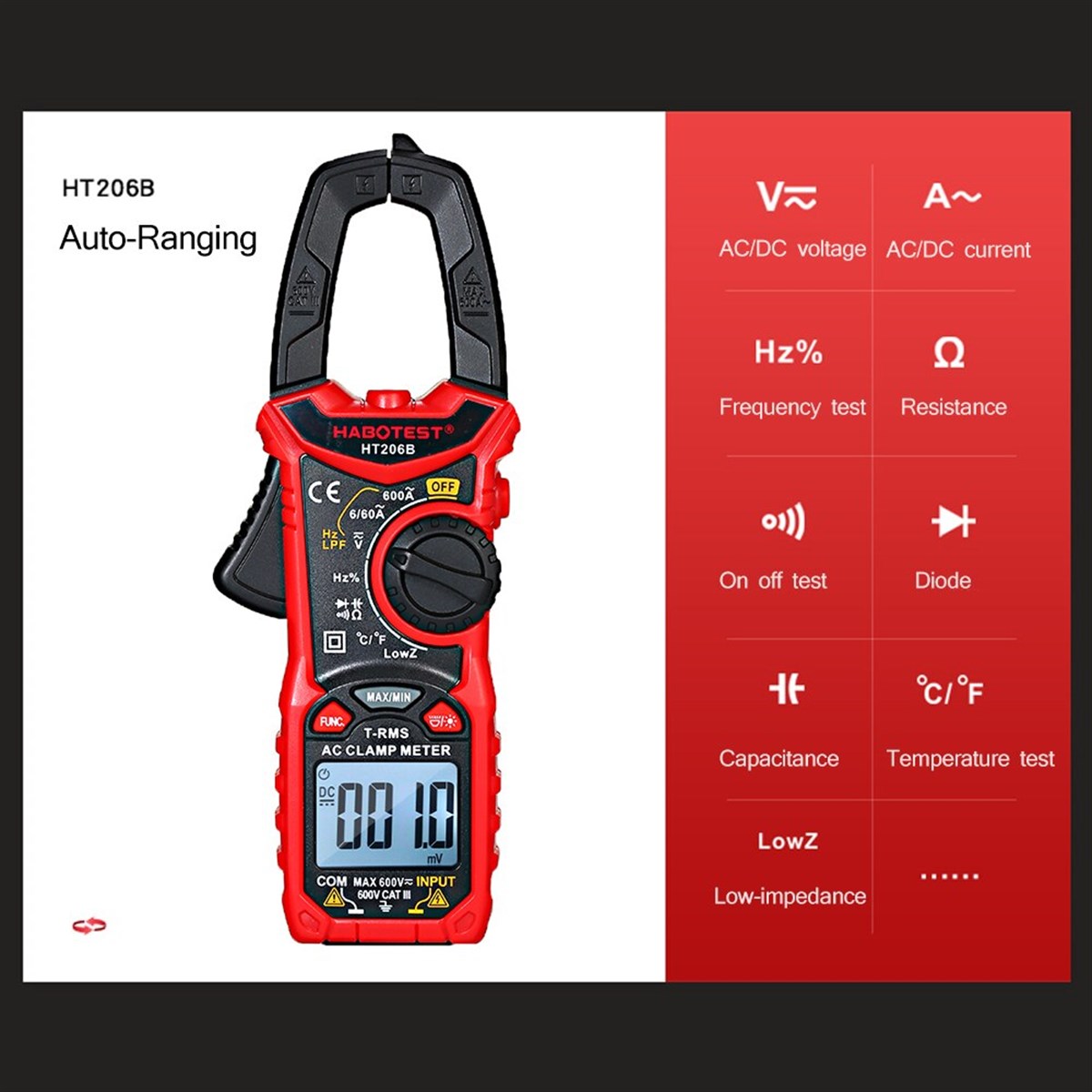 HABOTEST HT206B TRUE RMS DİJİTAL PENSAMPERMETRE ÖLÇÜ ALETİ ÖLÇÜM CİHAZI