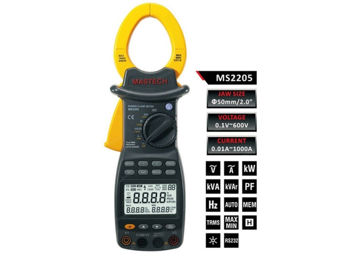 Mastech MS2205 AC 1000A Dijital Harmonik Powermetre