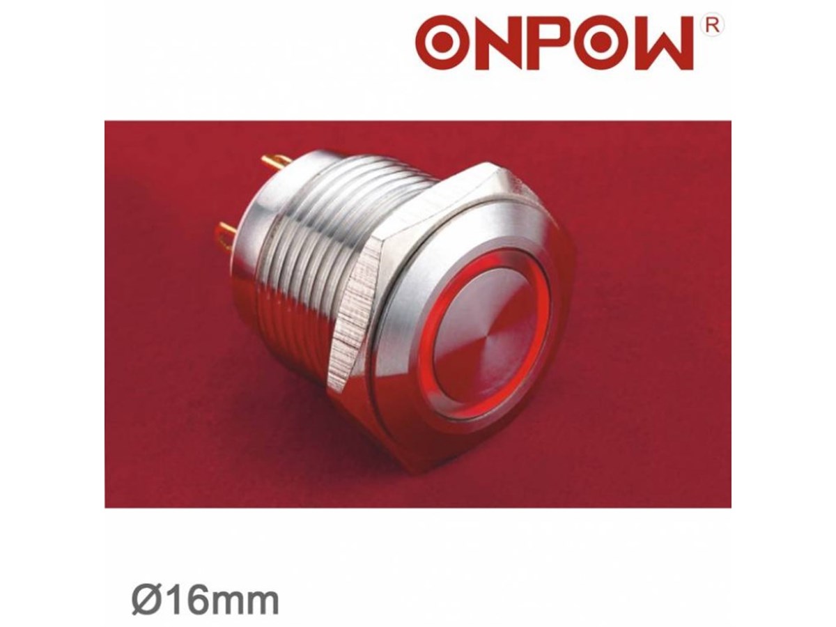 Onpow Yuvarlak 16MM Halka Ledli Yaylı Buton GQ16F-10E