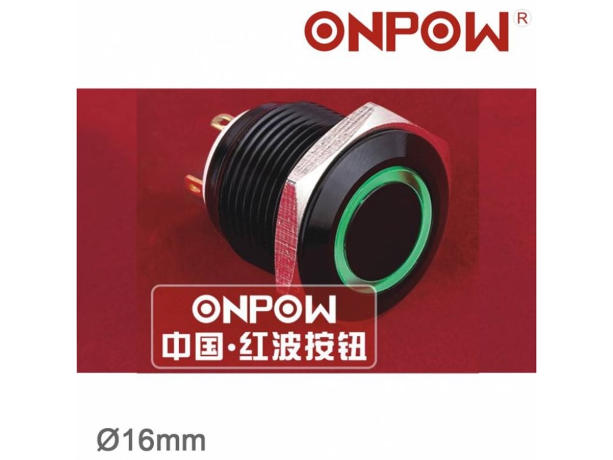 Onpow Yuvarlak 16MM Halka Ledli Yaylı Buton GQ16F-10E/A