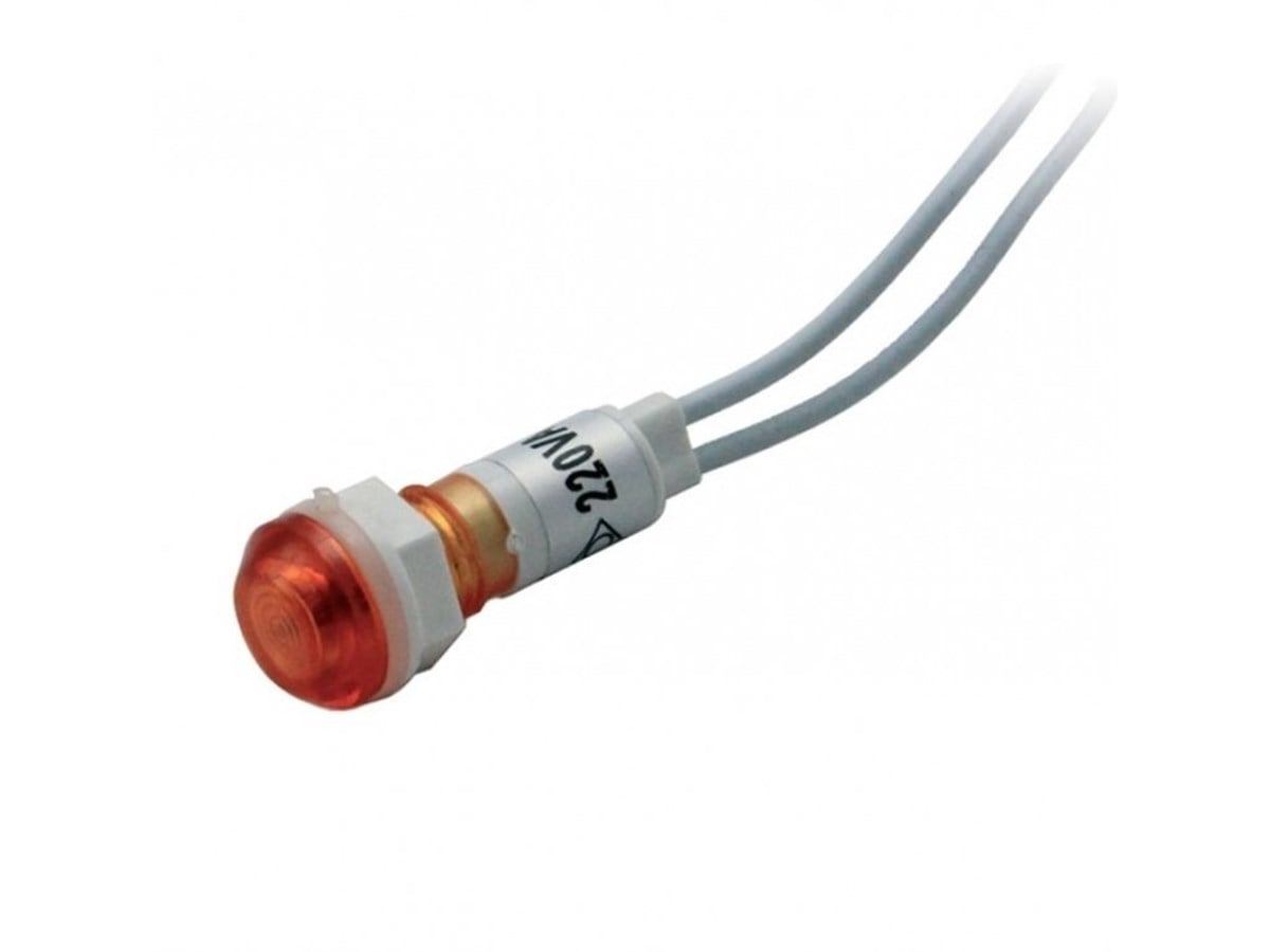 SİNYAL LAMBASI 10MM PLASTİK KABLOLU 220V KIRMIZI ( IC-227 )