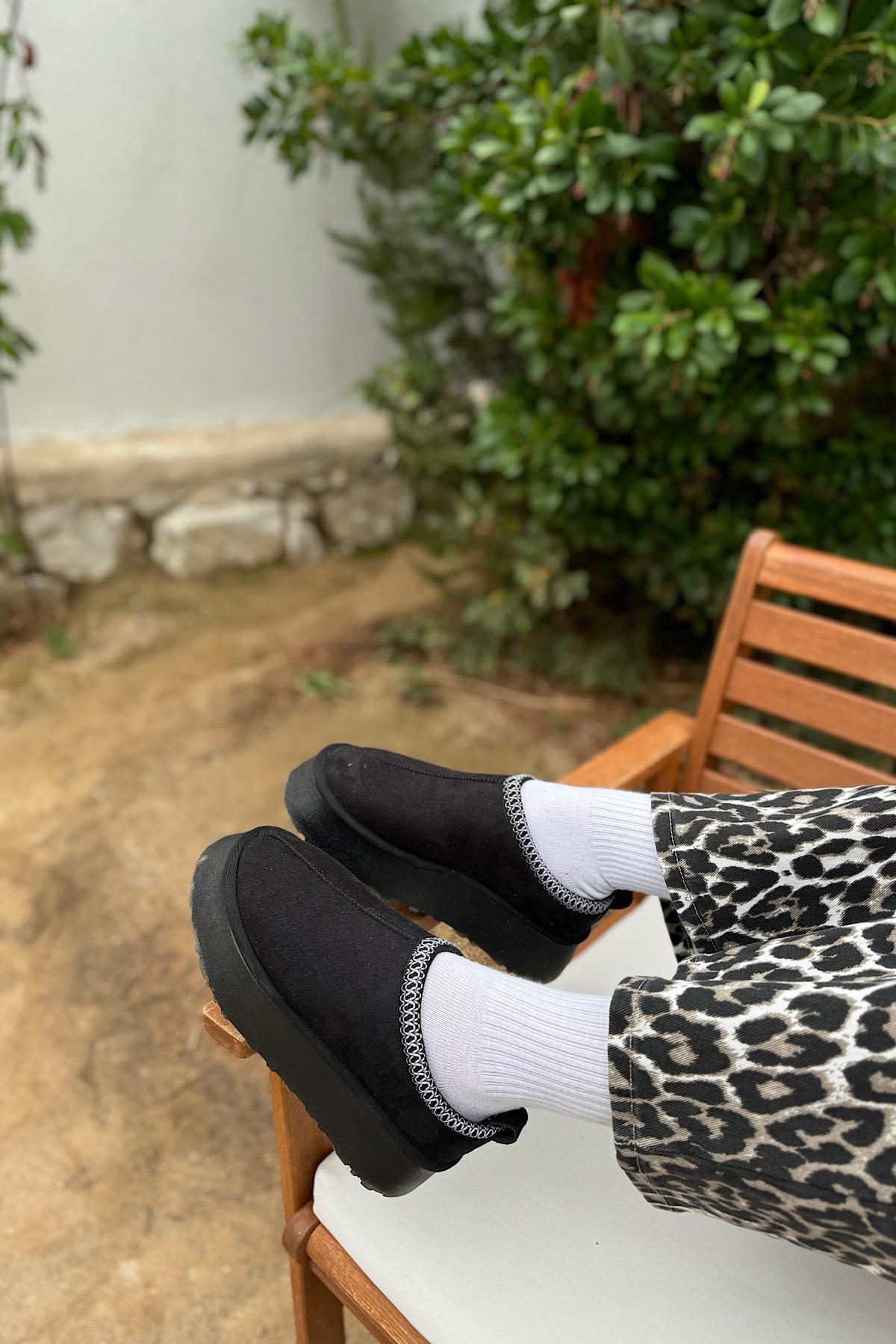 Aliza Siyah Süet Kürklü Bot