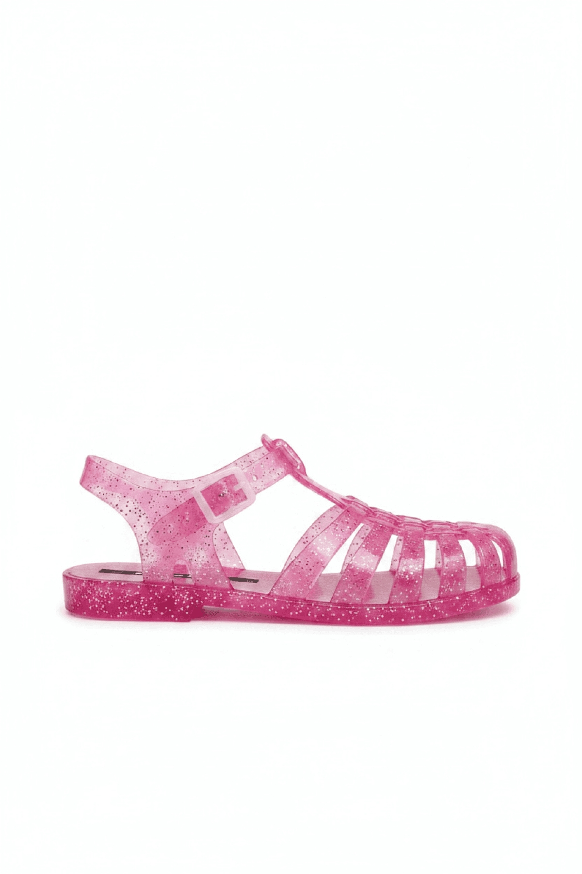 Cras Şeffaf Pembe Simli Kemer Detay Kadın Sandalet