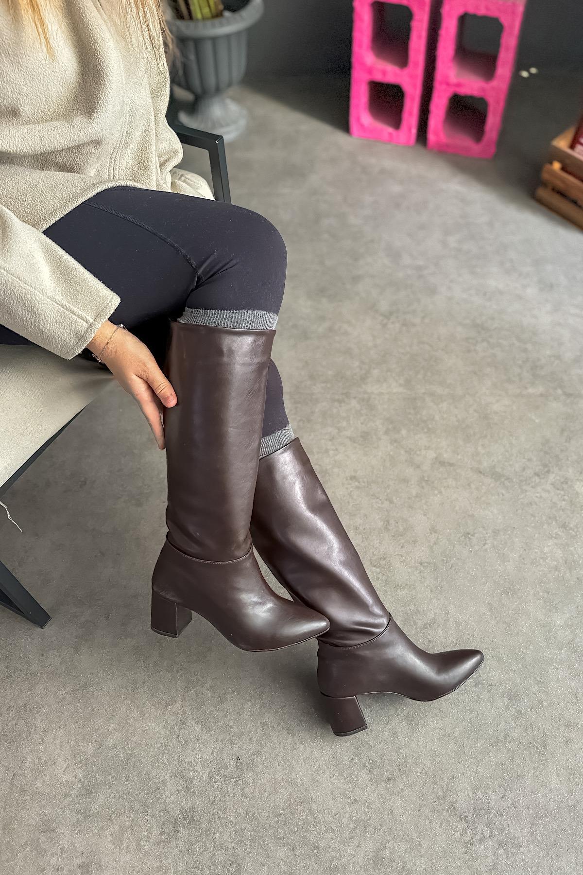 Cusco Acı Kahve Kadın Topuklu Çizme