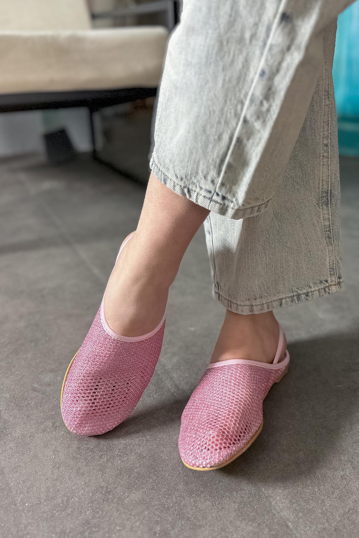 Harmas Pembe Simli File Detaylı Kadın Babet