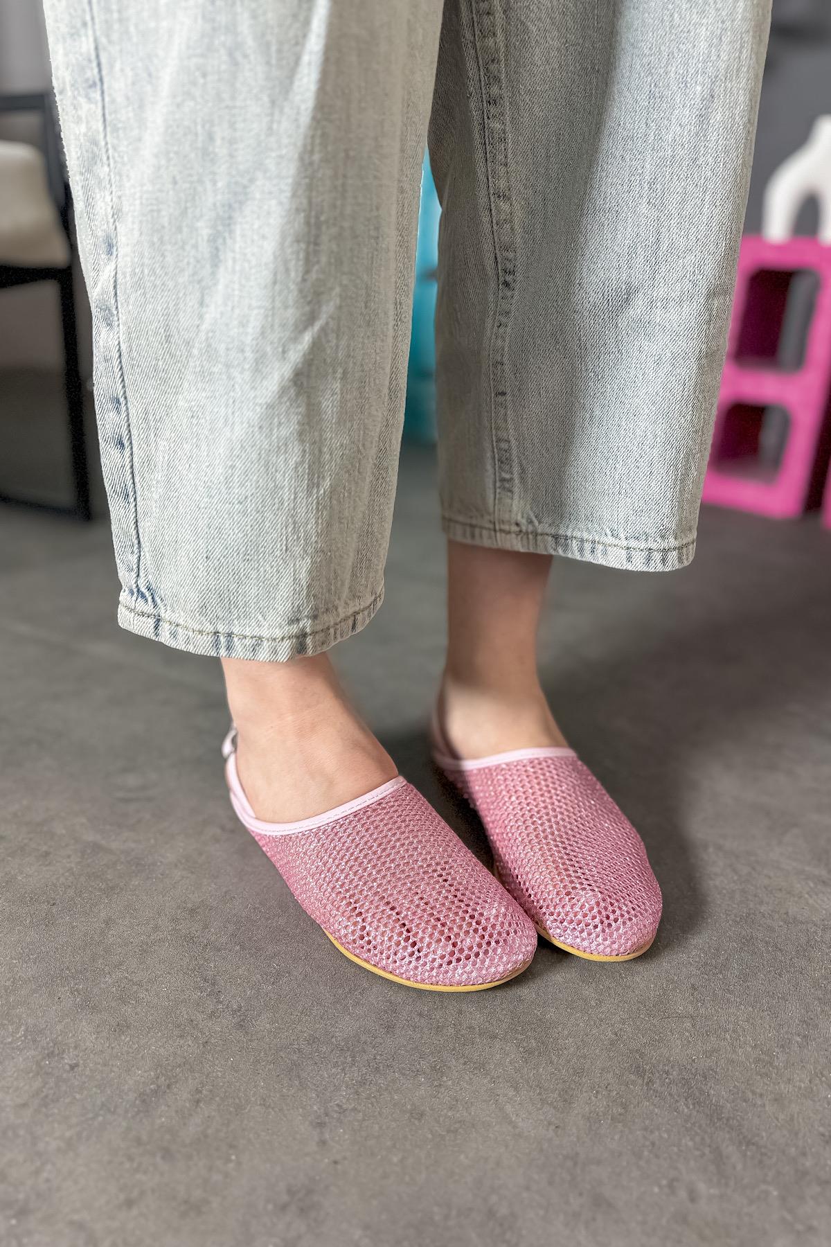 Harmas Pembe Simli File Detaylı Kadın Babet